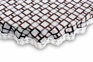 PVC 6 Seater Round Shaped Table Cover (Size: 72x72) inch with White Border lace - Picture 1 of 4