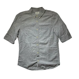 AllSaints Midori 1/2-Arm grau weiße Punkte Japan Shuttle gewebtes Hemd Gr. Small - Bild 1 von 8
