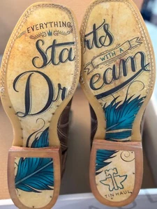 Tin Haul Womens Blue/Brown Leather Dreamcatcher Cowboy Boots - Picture 1 of 7