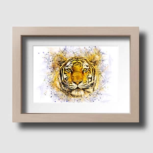 Tiger Cat Ink Splatter Abstract Wildlife Sketch Wall Art Print Picture Unframed - Picture 1 of 3