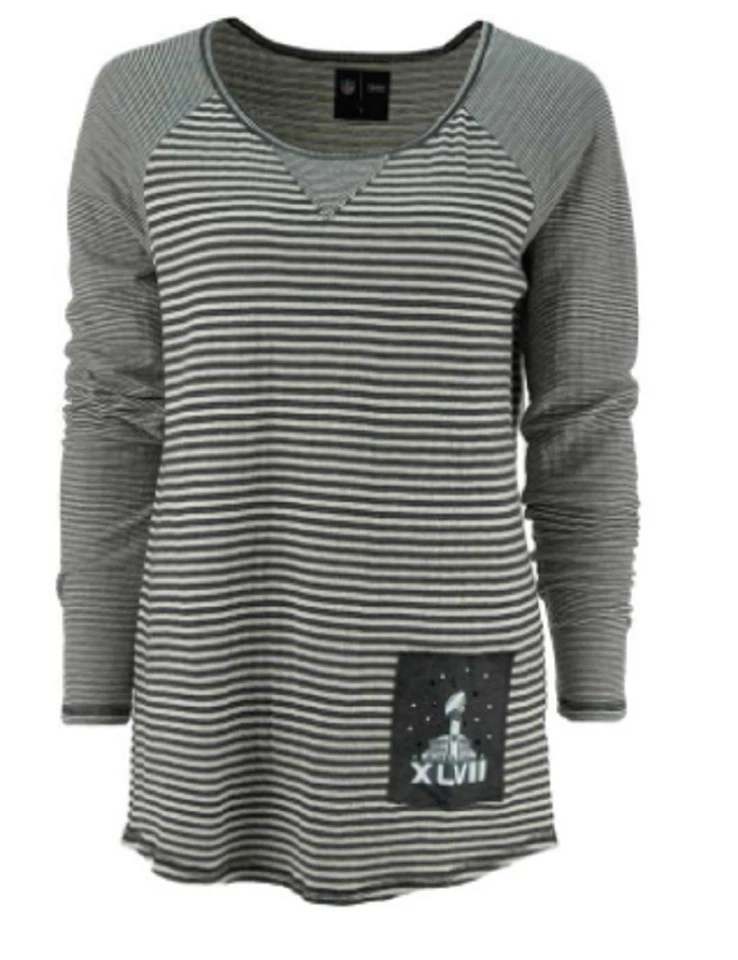 Super Bowl XLVII NEW Womens Striped Crew Neck Sweater 493042 Large L $100 - Image 1 of 1