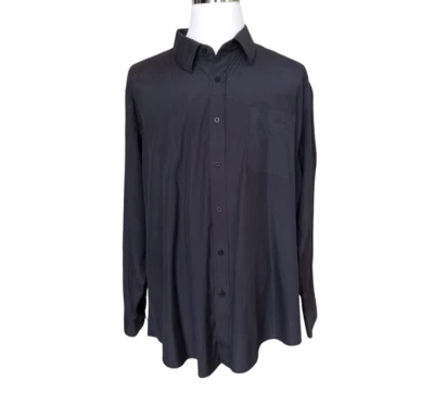 Camisa de vestir Adolfo abotonada para hombre talla 20 36-37 negra manga larga Foto 1 de 4