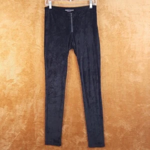 ALICE + OLIVIA Womens Leggings Size 6 Black Velvet Zip Up Low Rise Stretch - Picture 1 of 9