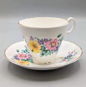 Juego de tazas y platillos de té florales Allyn Nelson Fine Bone China Inglaterra - Imagen 1 de 10