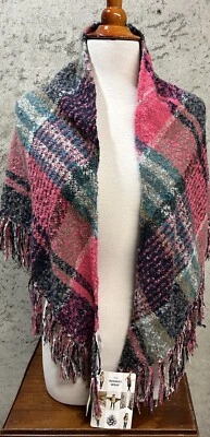 Pink Plaid Warm Soft Colorful  Pink Hues Scarf/cape.  Valentine Gift  Winter - Image 1 of 4