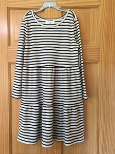 NWT Old Navy Stripe Tier Dress Girl Navy and White Long sleeve - Picture 1 of 1