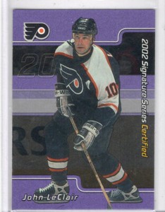 JOHN LeCLAIR 2001-02 BE A PLAYER SIGNATURE CERTIFIED SERIES PURPLE#C17 (1 OF 50)