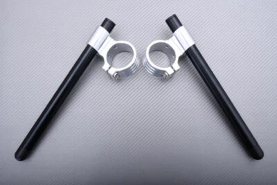 Silver-Black High Rise Clip-on Handlebars 43mm HONDA CBR 1100 XX SC35 1997-2007 - Image 1 of 4
