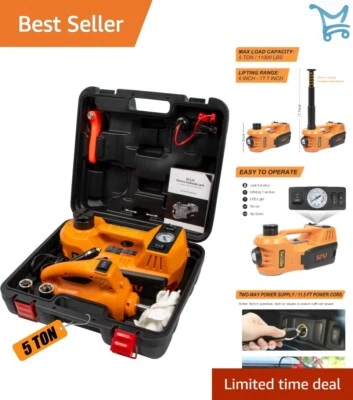 Electric Car Jack Kit 5 Ton with Wrench Tire Inflator for SUV Sedan MPV - Image 1 of 4