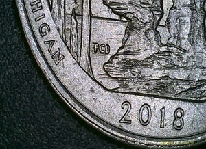 Moneda de error de huelga desalineada 2018-P Pictured Rocks - Imagen 1 de 7