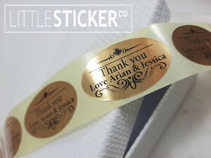 Gold Wedding Invitation Labels Personalised Gold Ovals Stickers Favors x 50!