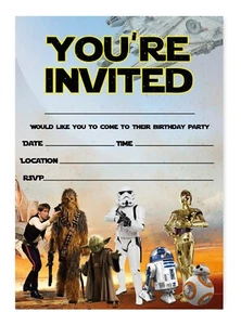STAR WARS THEME BIRTHDAY PARTY INVITATIONS STAR WARS INVITES CHILDREN BOYS KIDS - Picture 1 of 3