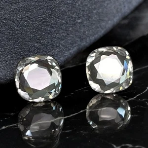 Vintage Beautiful 3/4" Square Cut Faceted Crystal Rhinestone Stud Earrings - Picture 1 of 5