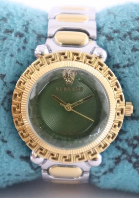 Reloj pulsera Versace de lujo para mujer de cuarzo con esfera verde estuche GP "Keep Good Time" Foto 1 de 4