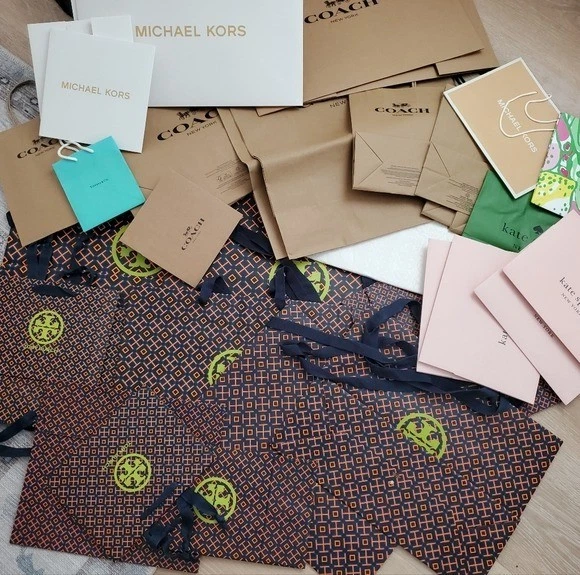 Gran Lote Surtido de Bolsas de Regalo/Compras de Diseñador, Cajas y Papel de Pañuelo Foto 1 de 4