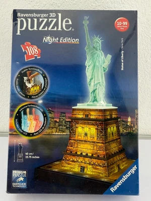 Ravensburger 3D Puzzle "STATUE OF LIBERTY" Night Edition. 108pcs. New and Sealed - Image 1 of 4