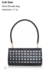 Cult Gaia Alana Black Swirl Glossy Acrylic Windowpane Screened Shoulder Bag - Picture 1 of 14