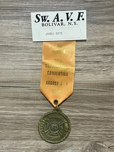 Vintage 1998 90th SW State Fireman's Convention Souvenir Ribbon Medal New York - Picture 1 of 6