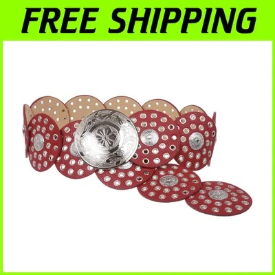 Elegante cinturón de cuero para mujer con conchos con estampado floral de 3,5" - varias longitudes Foto 1 de 3