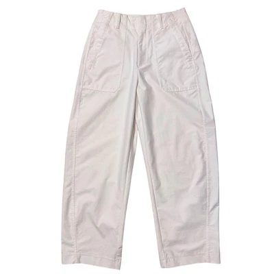 Athleta 尺寸 6 白色 Skyline 高腰桶裤口袋踝短休闲裤 — 第 1/4 张图片