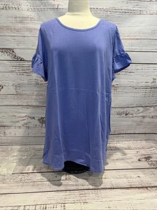Woman Within Lavender Ruffle Short Sleeve Tunic Tee Women’s Size L 18/20 NEW - Picture 1 of 10