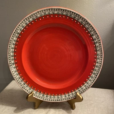 Anthropologie Elka Ayaka Red Dinner Plate  10 1/4” Boho HTF - Image 1 of 4