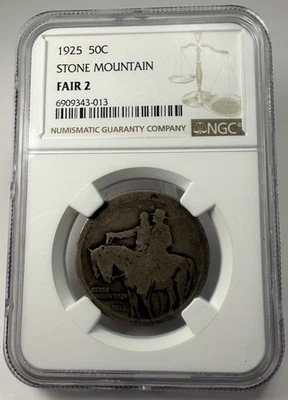 1925 50C Stone Mountain Silver Commemorative NGC Fair 2 Nice Lowball! NGC Pop 5! - Image 1 of 4