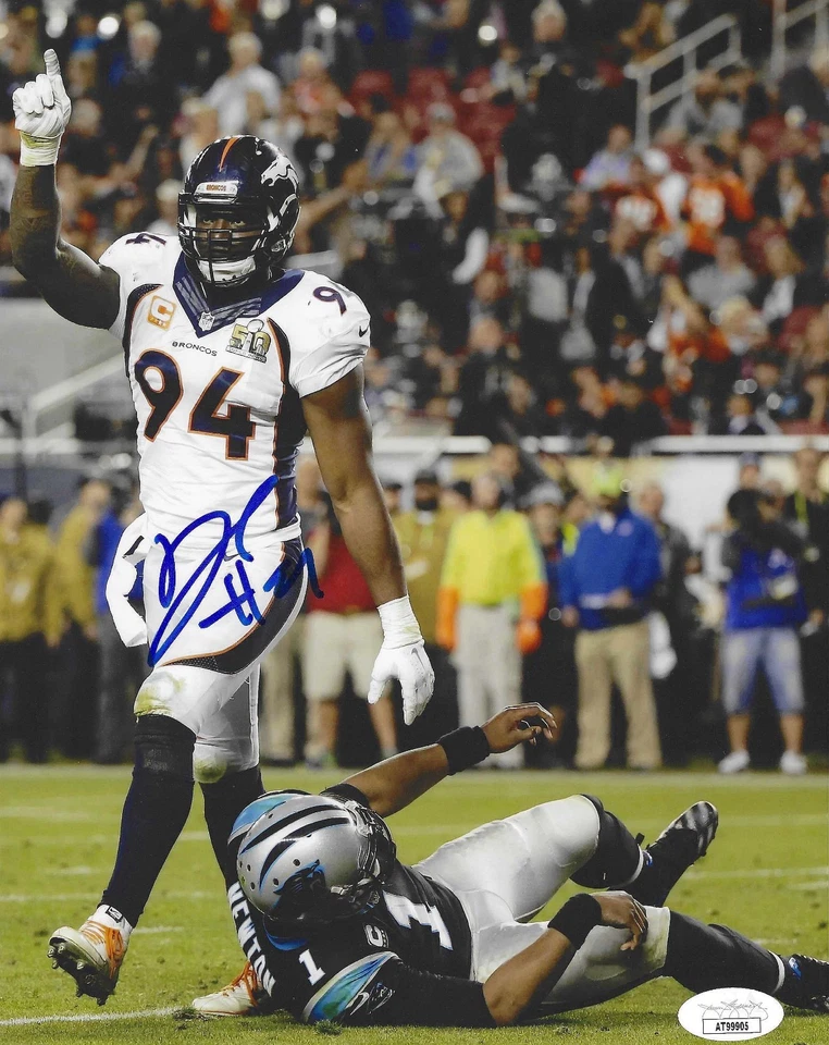 FOTO 8X10 DE FÚTBOL AMERICANO FIRMADA POR DEMARCUS WARE DENVER BRONCOS SUPER BOWL 50 JSA! Foto 1 de 2
