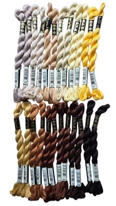 DMC Cotton Perle #3 Lot of 24 Beige Brown Gold Yellow Embroidery Floss Thread - Picture 1 of 3