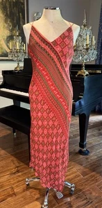 Vintage Donna Morgan 100% Silk Dress Size 12 Spaghetti Strap Asymmetrical Hem - Picture 1 of 12