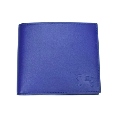 NWT $490 Burberry Blue Leather Knight Logo Embossed Bifold Wallet AUTHENTIC - Image 1 of 4