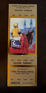 1990 Kentucky Derby Ticket Complete Unused - Picture 1 of 1
