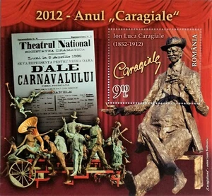 127.ROMANIA 2012 STAMP M/S YEAR OF ION LUCA CARAGIALE, POET, THEATRE . MNH - Picture 1 of 1