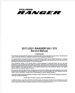 Polaris Ranger 500 570 Service Manual | 2017-2021 | MAILED CD OR USB - Bild 1 von 16