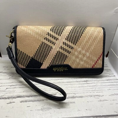 Spartina 449 Telfair Fabric Clutch Wallet Wristlet Plaid Flaw On Back See Pics - Image 1 of 4