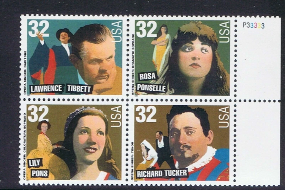Opera Singers  Plate Block Scott 3154-57 MNH - Image 1 of 1