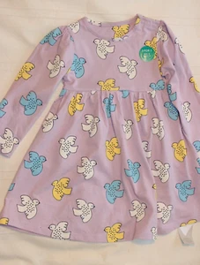 M&S Girls Cotton Dove Dress Age 2-3 Years Long sleeve - Picture 1 of 4