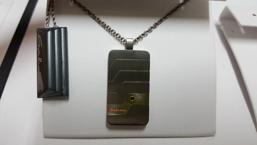 Collana Salvini Piastra Titanio Diamante Nero Catena Titanio necklace - Immagine 1 di 1