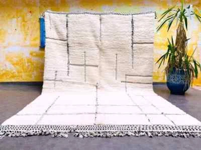 White Custom rug Moroccan rug Hand knotted Beni ourain rug all wool berber rug - Image 1 of 4