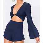 NWT About Us Revolve Claudia Twist Romper in Navy Size XL