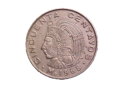 1968 México 50 centavos KM# 451 - Boa moeda de colecionador Circ de alta qualidade! -c4240xux - Imagem 1 de 2