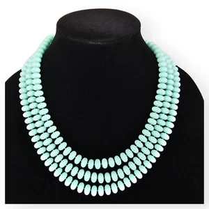 Vintage Continuous 33" inch LONG Hand Knotted Light Baby Blue Beaded Necklace  - Bild 1 von 7