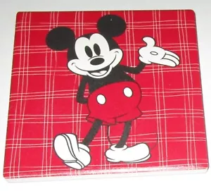 DISNEY MICKEY Mouse Ceramic Coaster ~ MICKEY SAYING HI! ~Cork Backing ~ 4" x 4" - Picture 1 of 2