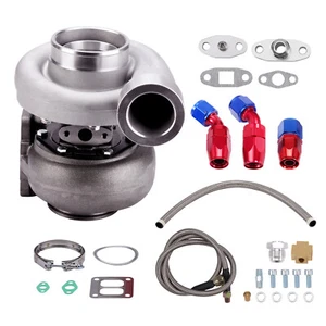 Gt45 T4/  Racing V-band Turbo Turbocharger Kit + Oil Drain Feed Return Line - Picture 1 of 12