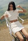 ZARA WOMAN NWT KNIT MINI SKIRT WITH FAUX WHITE PEARLS NEW S