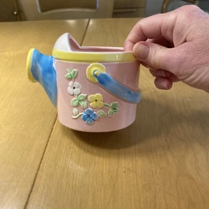 Vintage Ceramic Inarco Flower Planter Pot Blue With Roses Made In Japan - Picture 1 of 9