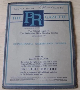 THE PR GAZETTE APRIL 1924 PERFORMING RIGHT SOCIETY MUSIC MAGAZINE HUBI-NEWCOMBE - Picture 1 of 12