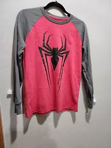 Marvel Boys Size Large 12 yrs Shirt Top SpiderMan Red w Gray Raglan Long Sleeves - Picture 1 of 5