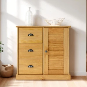 Kommode mit Schubladen Schubladenschrank Holz Regal mit Türen Natur - Bild 1 von 9
