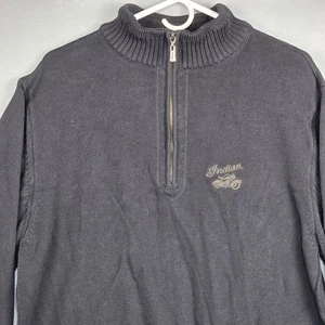 Indian Motorcycle Strickpullover mit Viertelreißverschluss Größe Large schwarz - Bild 1 von 9